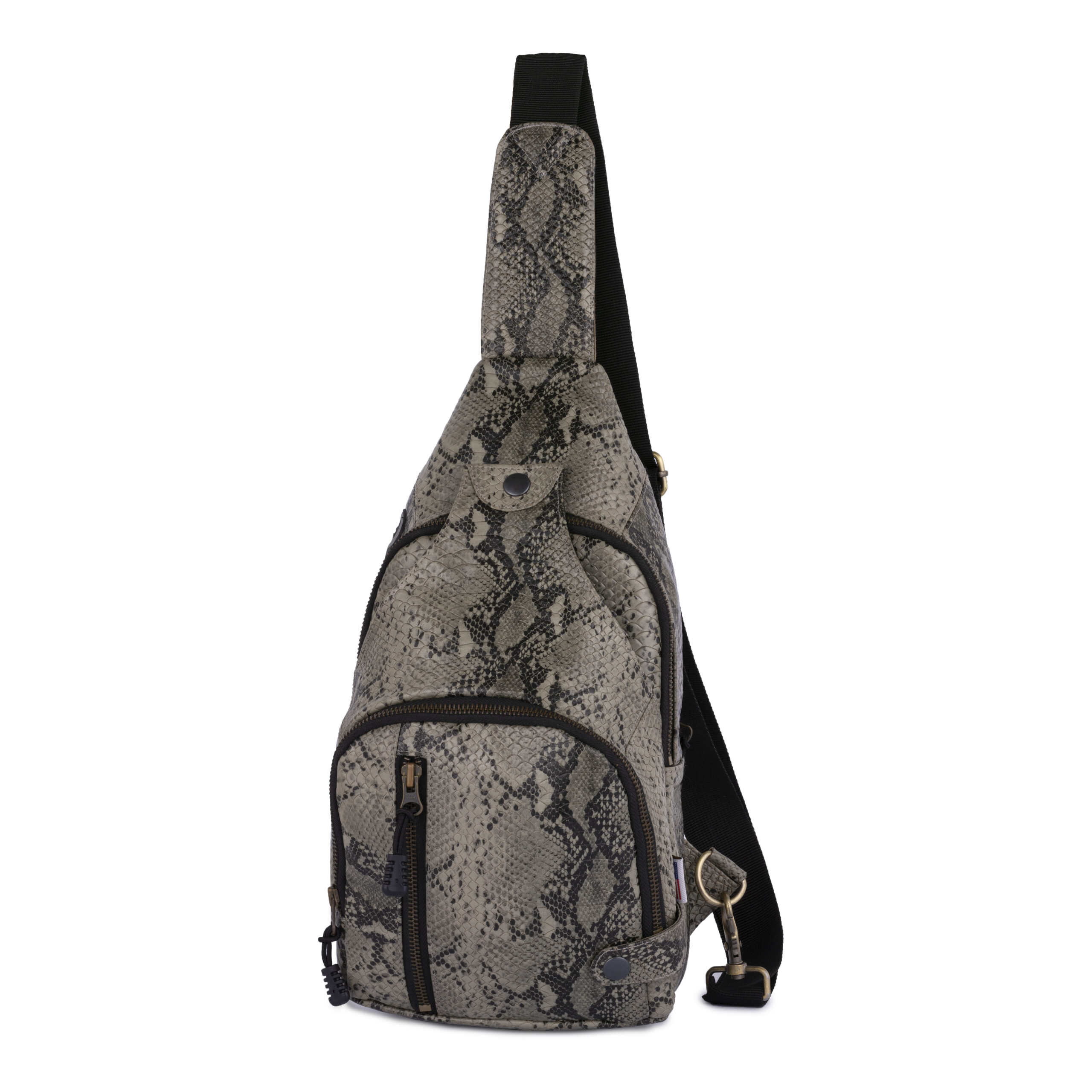 Original Leather Crossbody Bag with Snap Button Snake Skin – Trendy bags