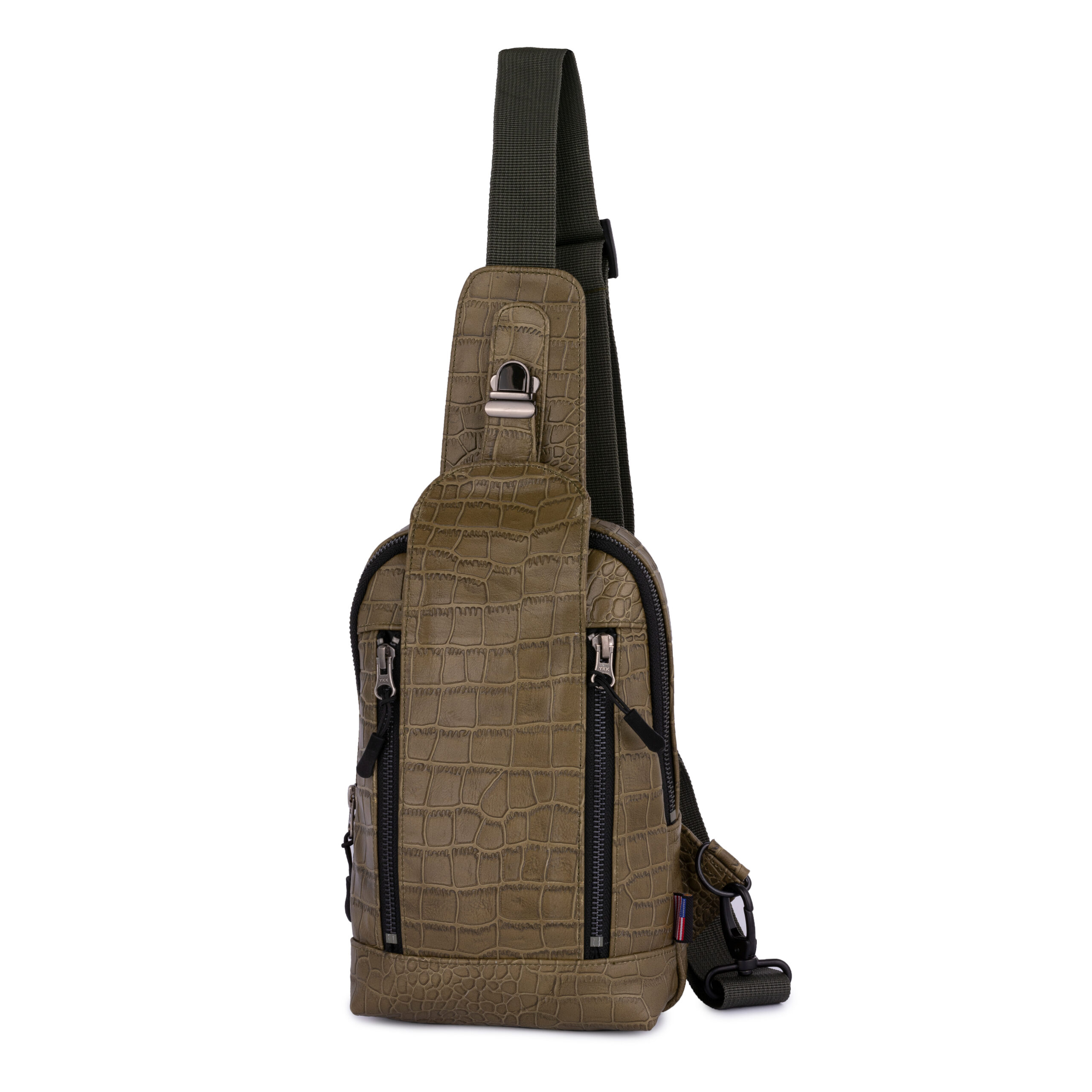 Original Leather Crossbody Bag with 2 Zipper Crocodile Embossed – Trendy bags